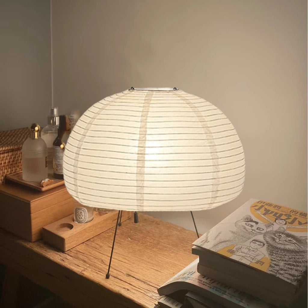 SUENTA Japandi Tischlampe aus Reispapier – Minimalistische Nachttischlampe 39 cm