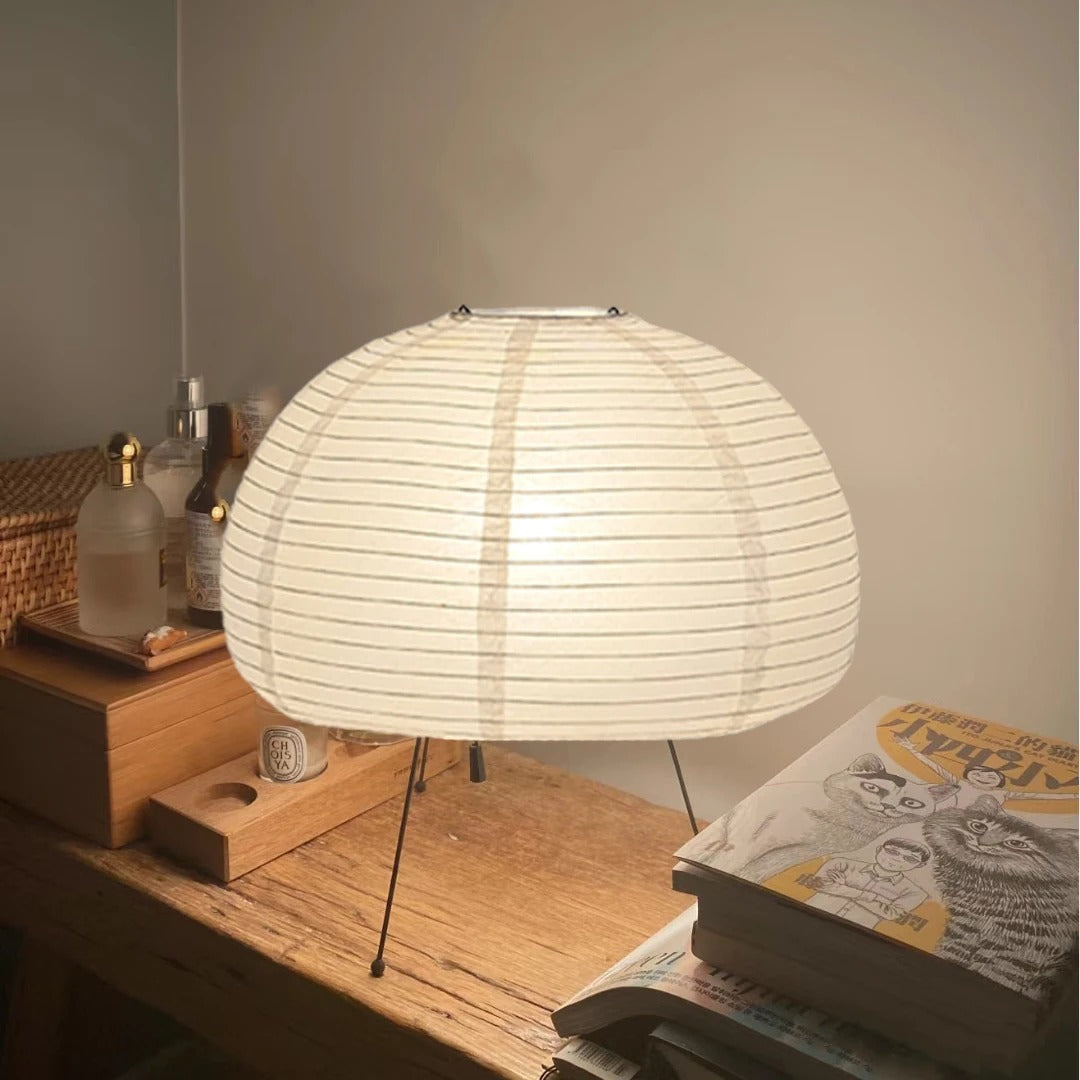 SUENTA Japandi Tischlampe aus Reispapier – Minimalistische Nachttischlampe 39 cm