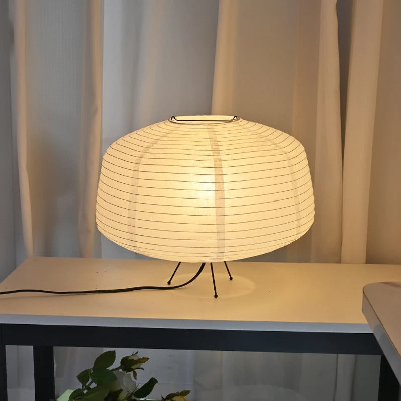 SUENTA Japandi Tischlampe aus Reispapier – Minimalistische Nachttischlampe 39 cm