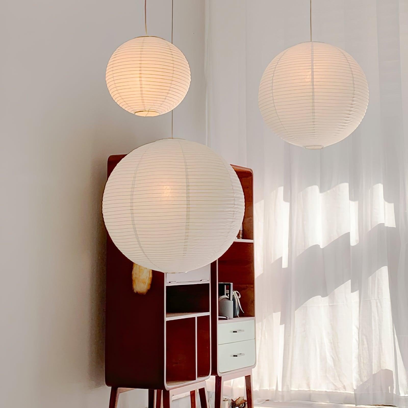 SUENTA Japanische Pendelleuchte aus Reispapier 30 cm – Warmes Licht für Esszimmer