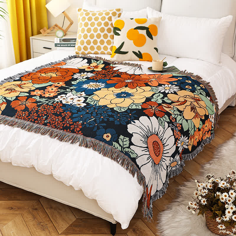 SUENTA Katoomba Wurfdecke aus 100% Baumwolle mit Floralen Mustern