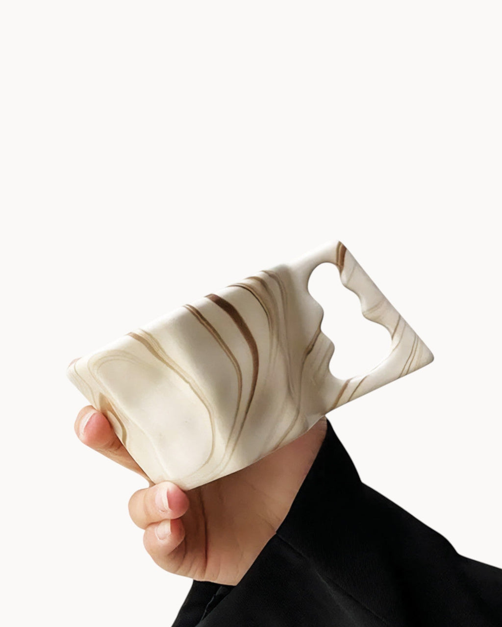 SUENTA Keramik Kaffee Becher Achteckig Braun Grau – Modernes Design