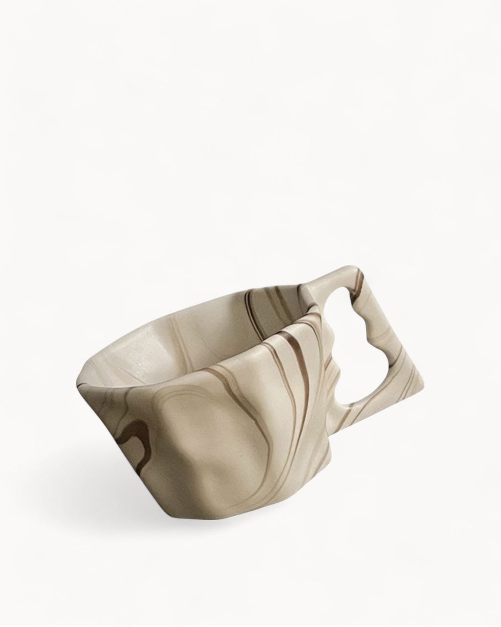 SUENTA Keramik Kaffee Becher Achteckig Braun Grau – Modernes Design Grau