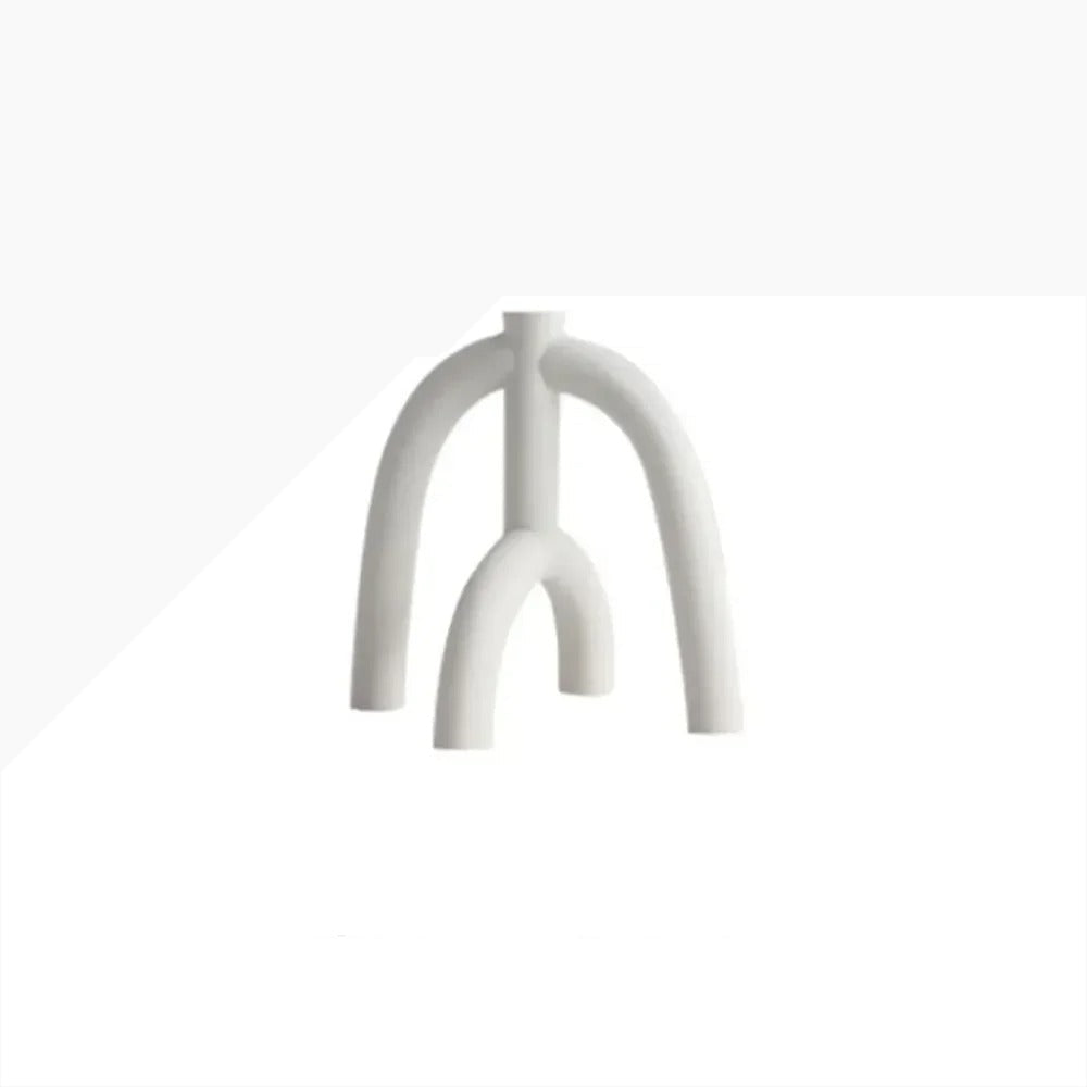 SUENTA Kerzenständer und Vase aus Keramik mit mattem Finish – Weiß 1 Kerzenhalter