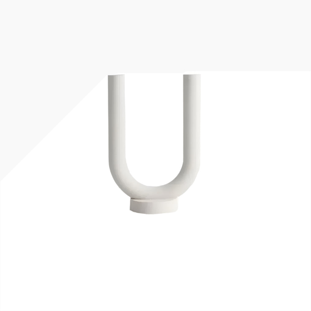 SUENTA Kerzenständer und Vase aus Keramik mit mattem Finish – Weiß 2 Kerzenhalter (U-Form)