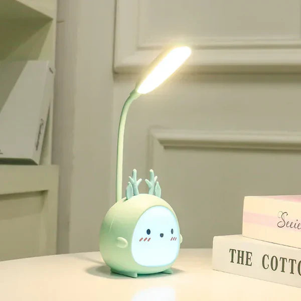 SUENTA Kinderleselampe Mit Augenschutz USB Nachtlicht Cartoon Blauer Hirsch