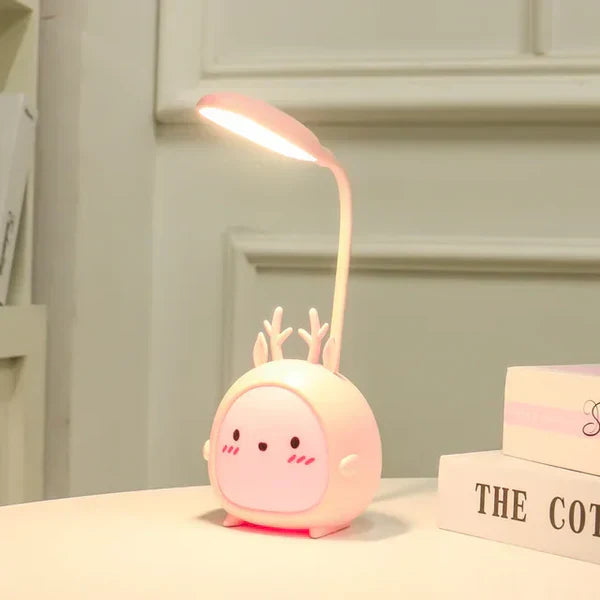 SUENTA Kinderleselampe Mit Augenschutz USB Nachtlicht Cartoon Rosa Hirsch