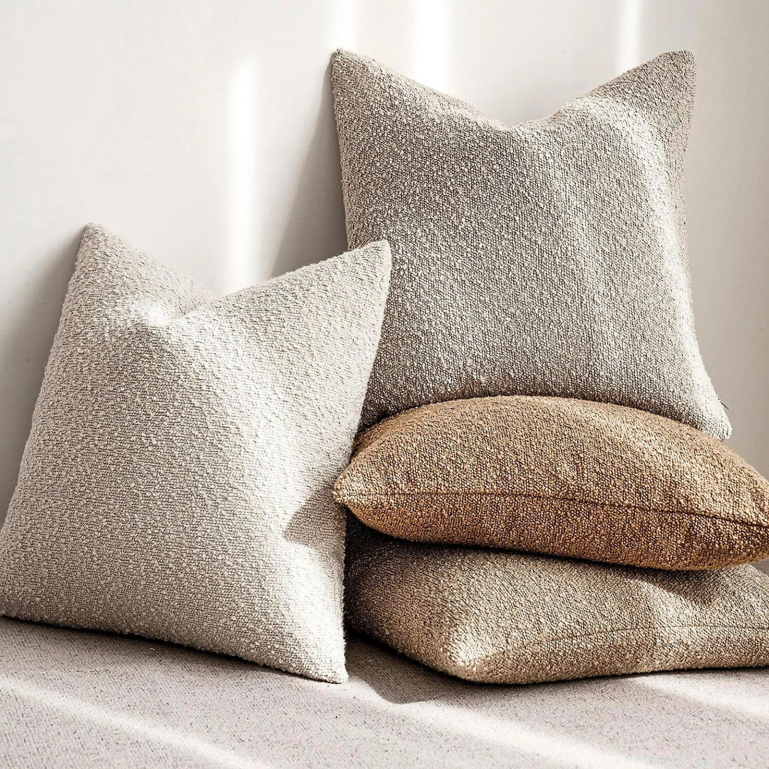 SUENTA Kissenbezug 45x45cm Aus Hochwertigem Boucle Stoff Für Sofa