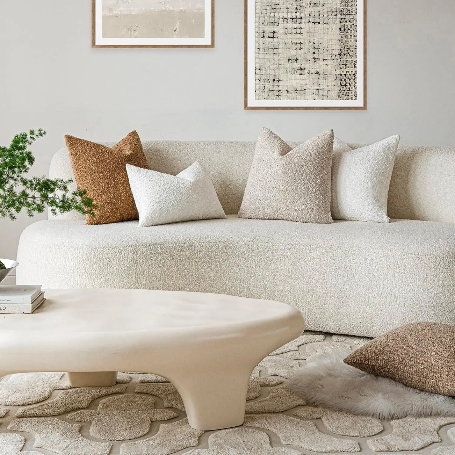 SUENTA Kissenbezug 45x45cm Aus Hochwertigem Boucle Stoff Für Sofa