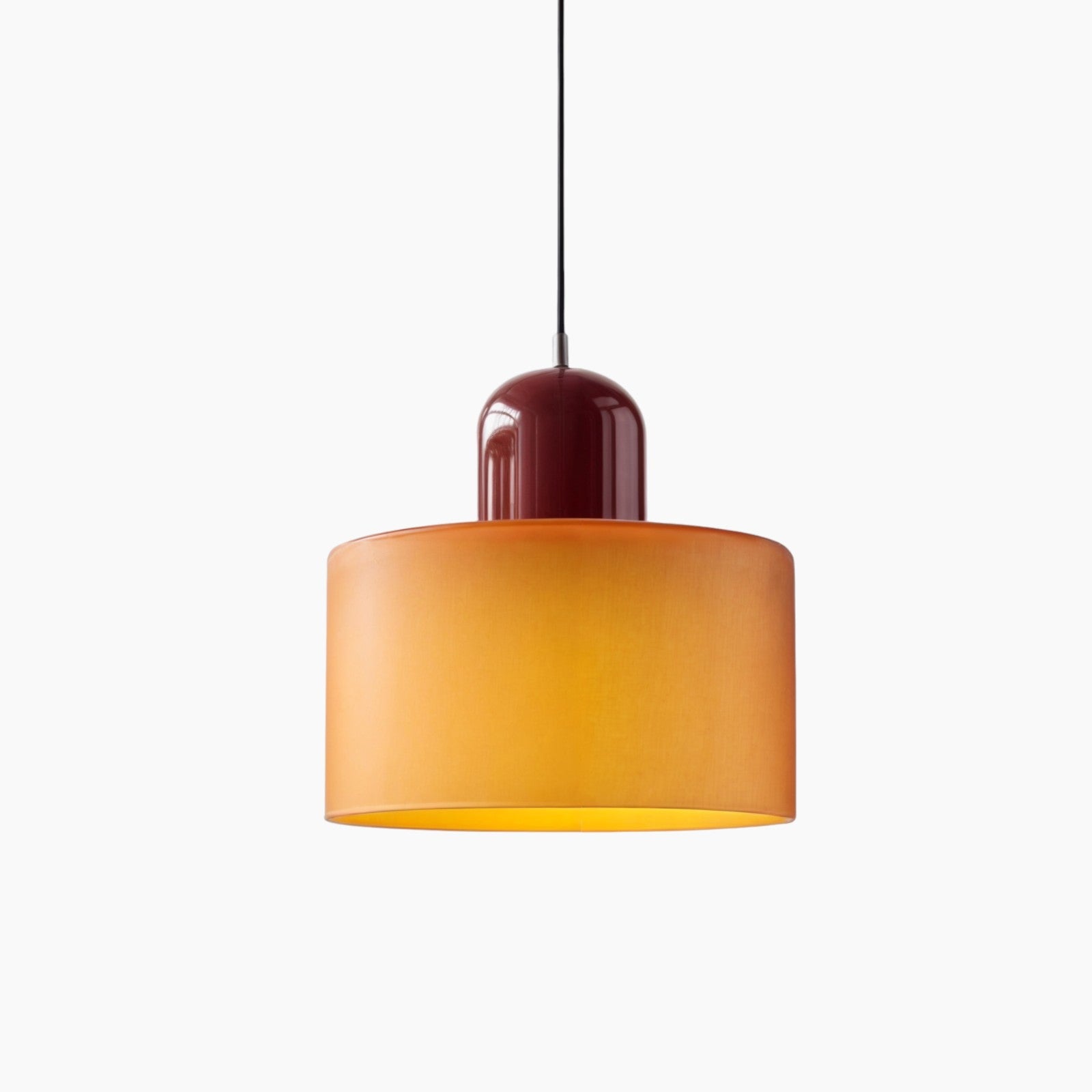 SUENTA Kleine LED Pendelleuchte aus Glas und Metall für Esszimmer – 12W E27 Orange Rot