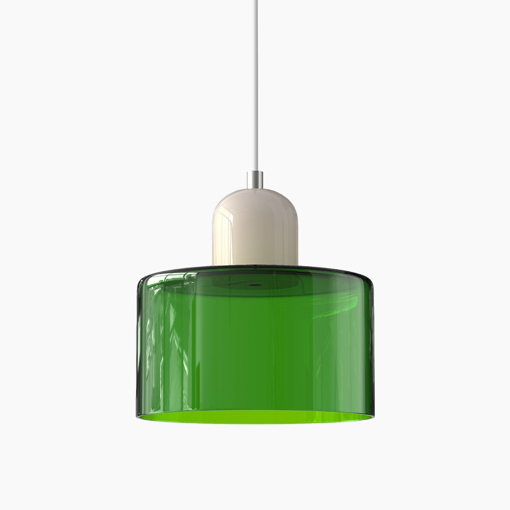 SUENTA Kleine LED Pendelleuchte aus Glas und Metall für Esszimmer – 12W E27 Hellgrün Beige