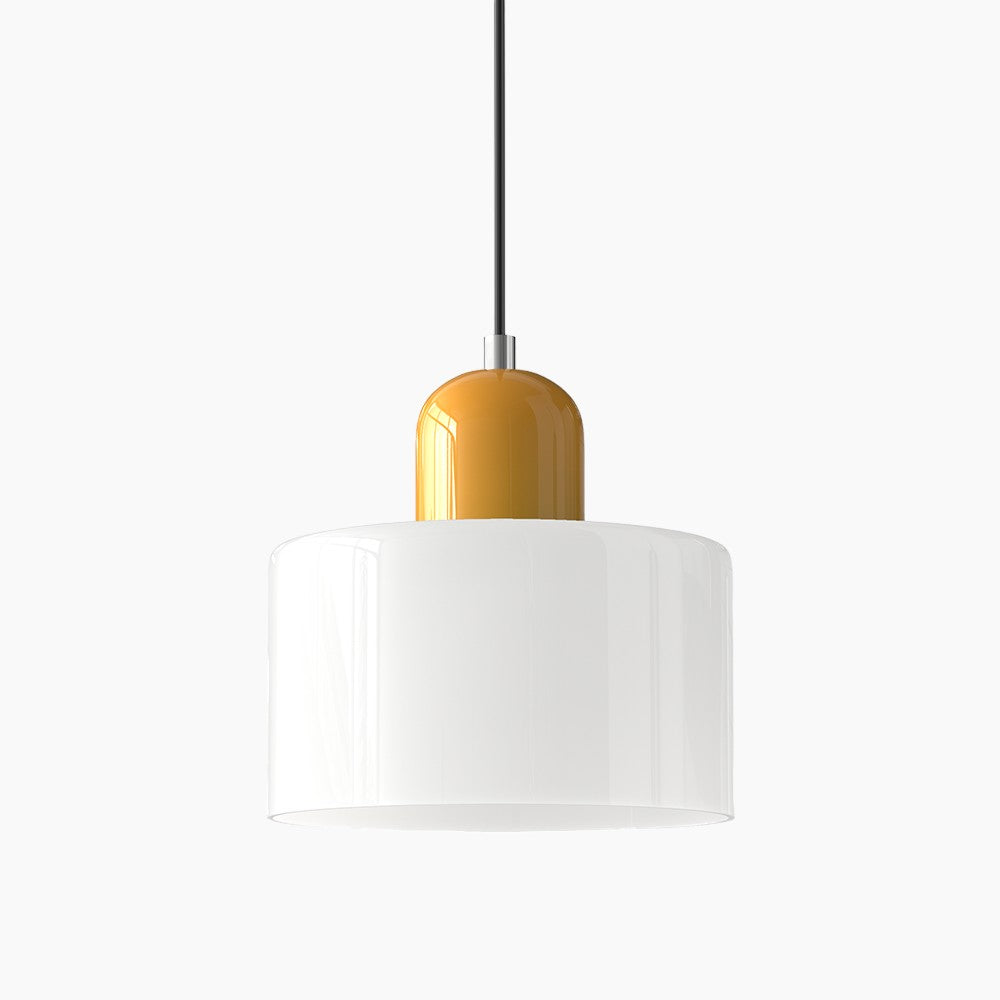 SUENTA Kleine LED Pendelleuchte aus Glas und Metall für Esszimmer – 12W E27 Weiß Gelb