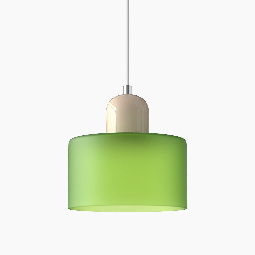 SUENTA Kleine LED Pendelleuchte aus Glas und Metall für Esszimmer – 12W E27 Grün mattiert Beige