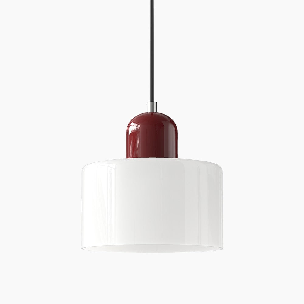SUENTA Kleine LED Pendelleuchte aus Glas und Metall für Esszimmer – 12W E27 Weiß Rot