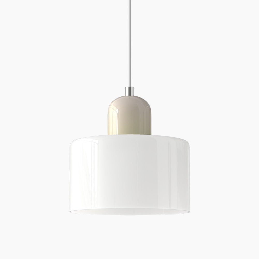 SUENTA Kleine LED Pendelleuchte aus Glas und Metall für Esszimmer – 12W E27 Weiß Beige