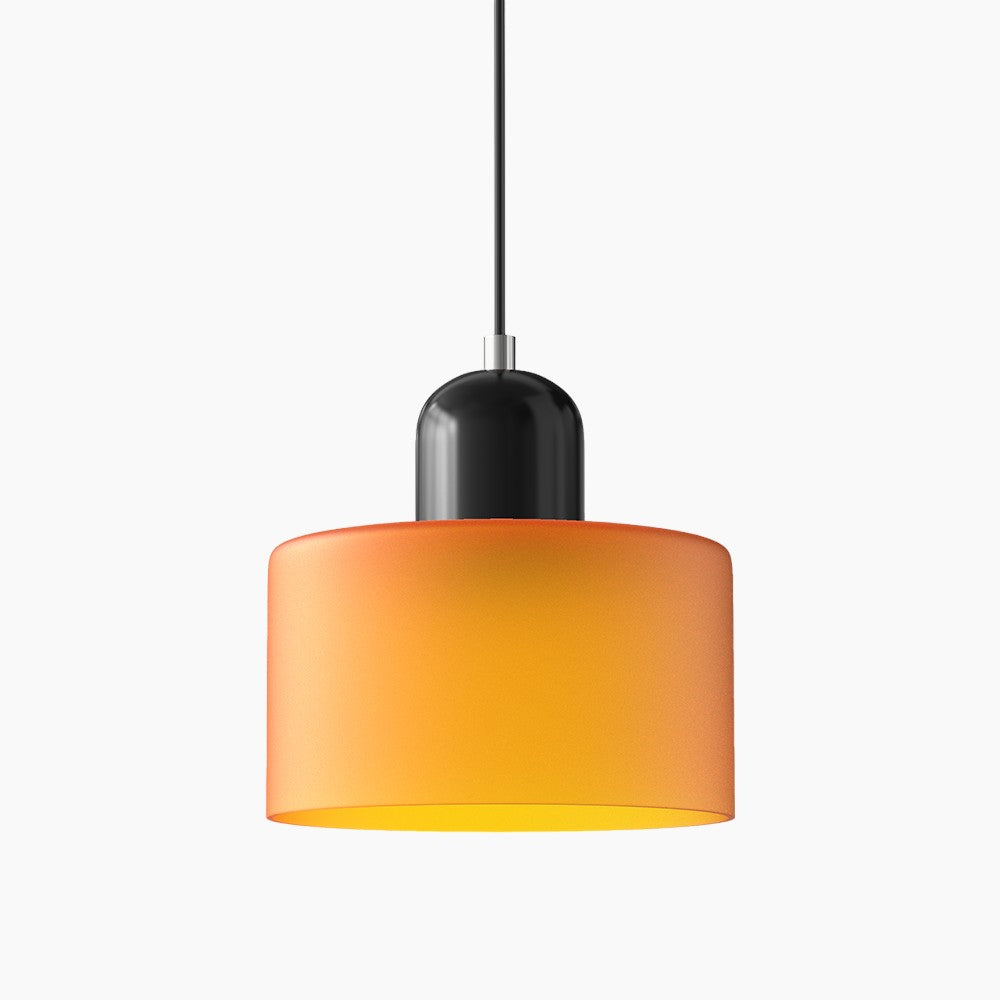 SUENTA Kleine LED Pendelleuchte aus Glas und Metall für Esszimmer – 12W E27 Orange Schwarz