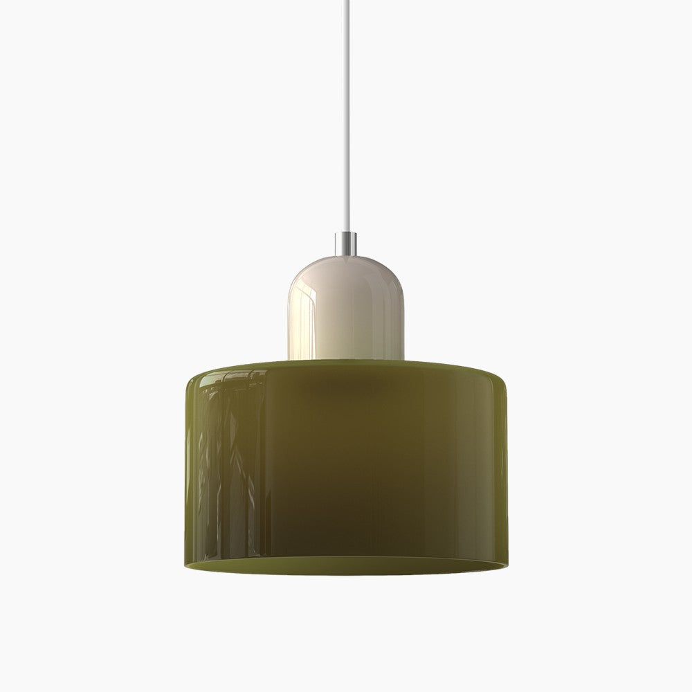 SUENTA Kleine LED Pendelleuchte aus Glas und Metall für Esszimmer – 12W E27 Grün Beige