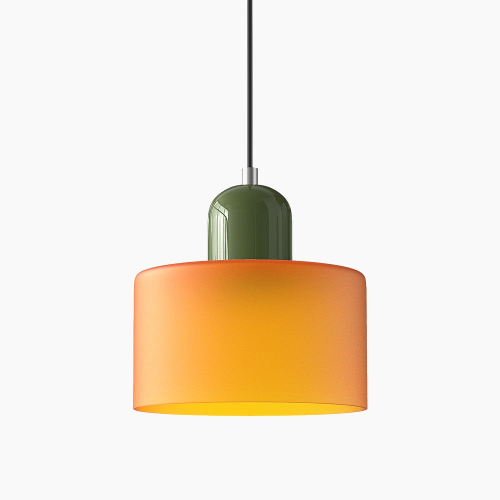 SUENTA Kleine LED Pendelleuchte aus Glas und Metall für Esszimmer – 12W E27 Orange Grün