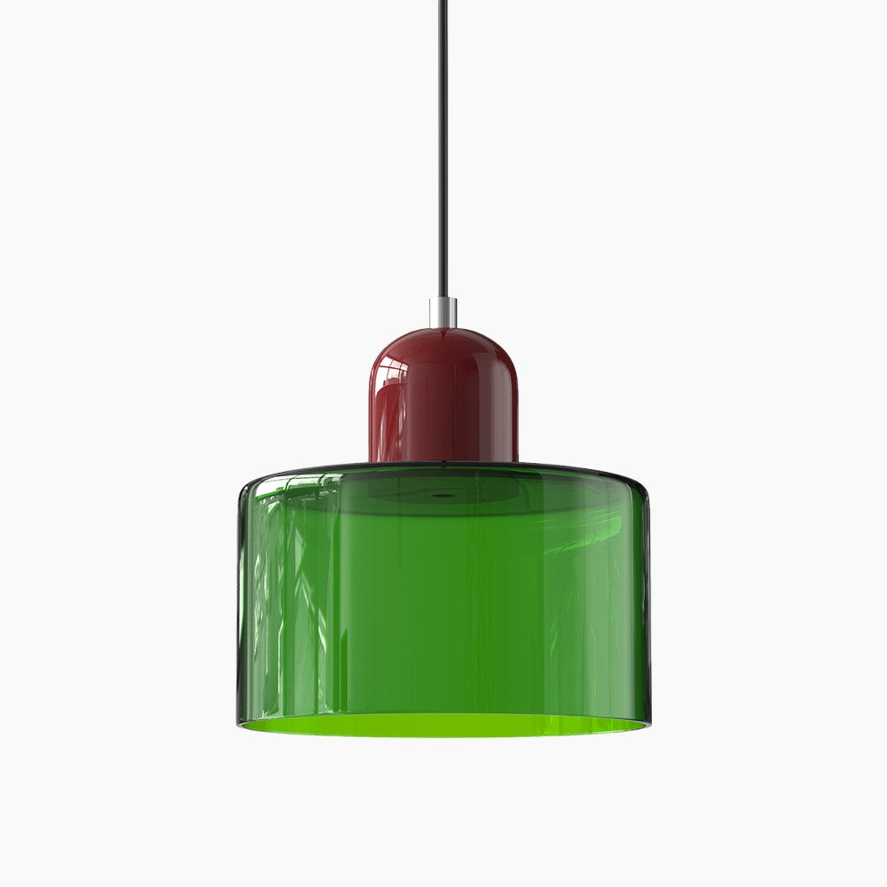 SUENTA Kleine LED Pendelleuchte aus Glas und Metall für Esszimmer – 12W E27 Hellgrün Rot