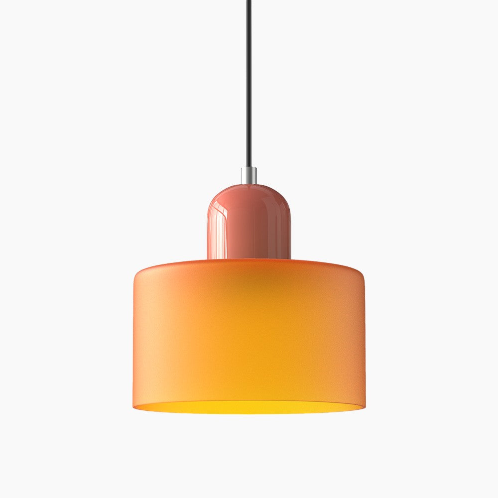 SUENTA Kleine LED Pendelleuchte aus Glas und Metall für Esszimmer – 12W E27 Orange Rosa