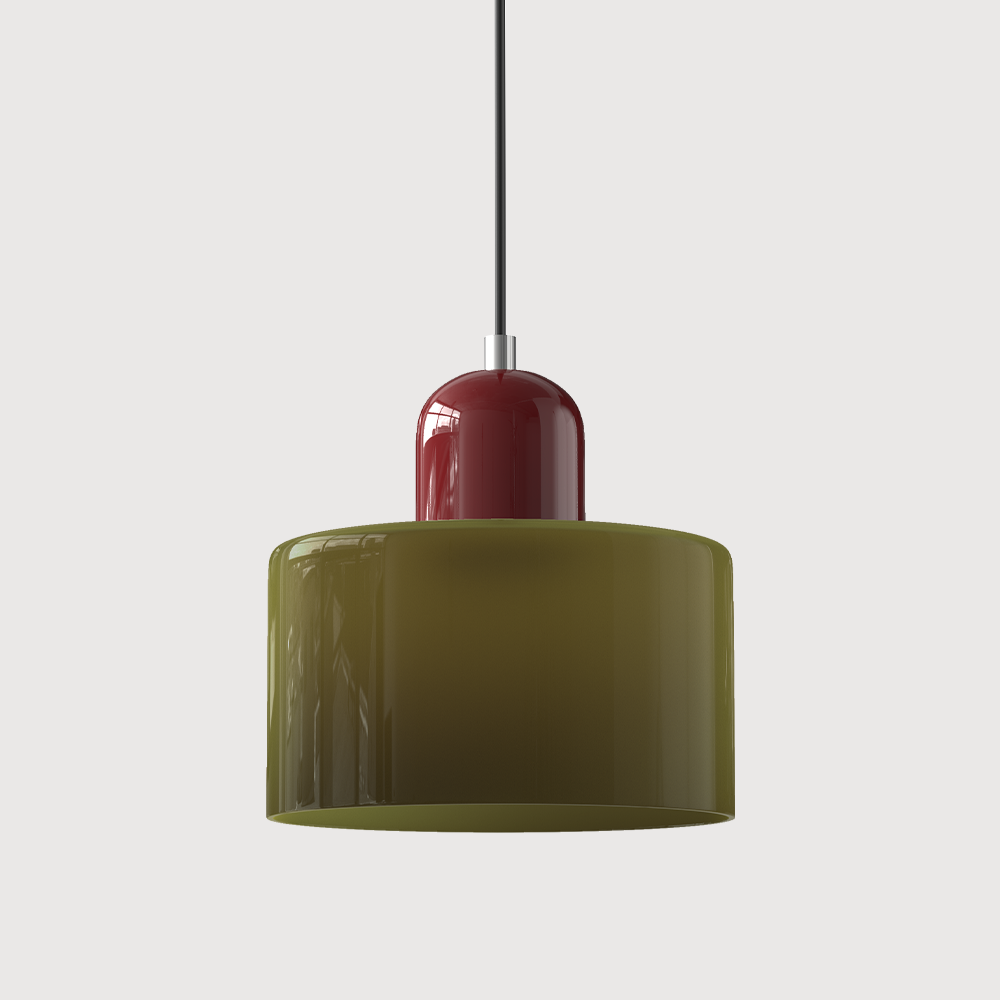 SUENTA Kleine LED Pendelleuchte aus Glas und Metall für Esszimmer – 12W E27 Grün Rot