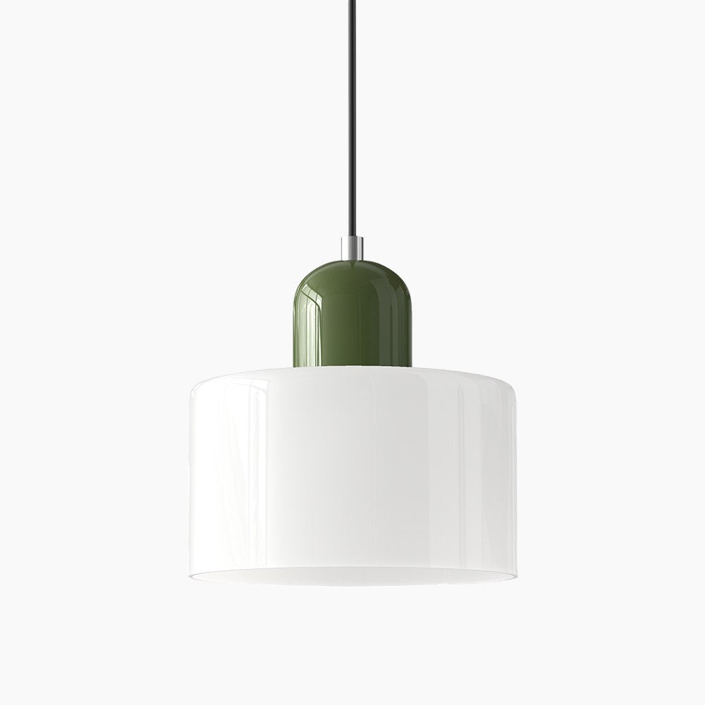 SUENTA Kleine LED Pendelleuchte aus Glas und Metall für Esszimmer – 12W E27 Weiß Grün