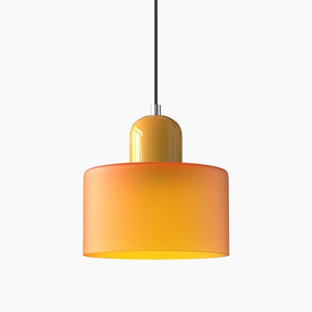 SUENTA Kleine LED Pendelleuchte aus Glas und Metall für Esszimmer – 12W E27 Orange Gelb