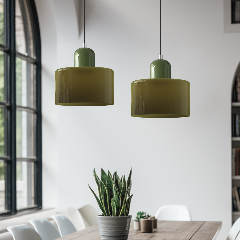 SUENTA Kleine LED Pendelleuchte aus Glas und Metall für Esszimmer – 12W E27