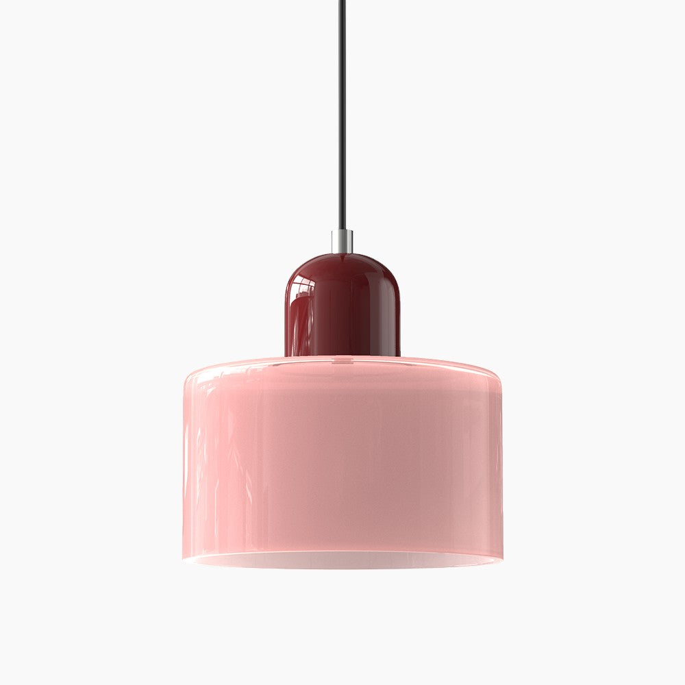 SUENTA Kleine LED Pendelleuchte aus Glas und Metall für Esszimmer – 12W E27 Rosa Rot