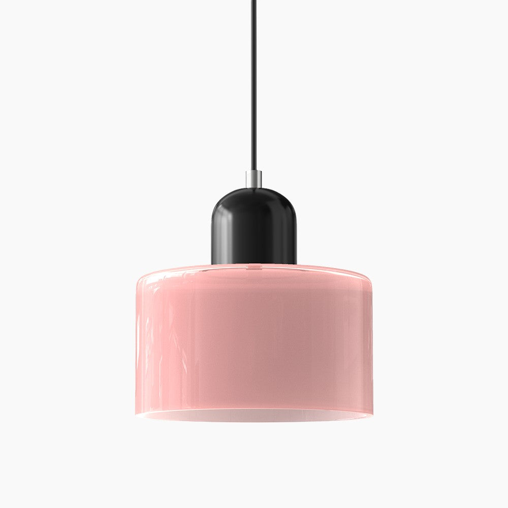SUENTA Kleine LED Pendelleuchte aus Glas und Metall für Esszimmer – 12W E27 Rosa Schwarz