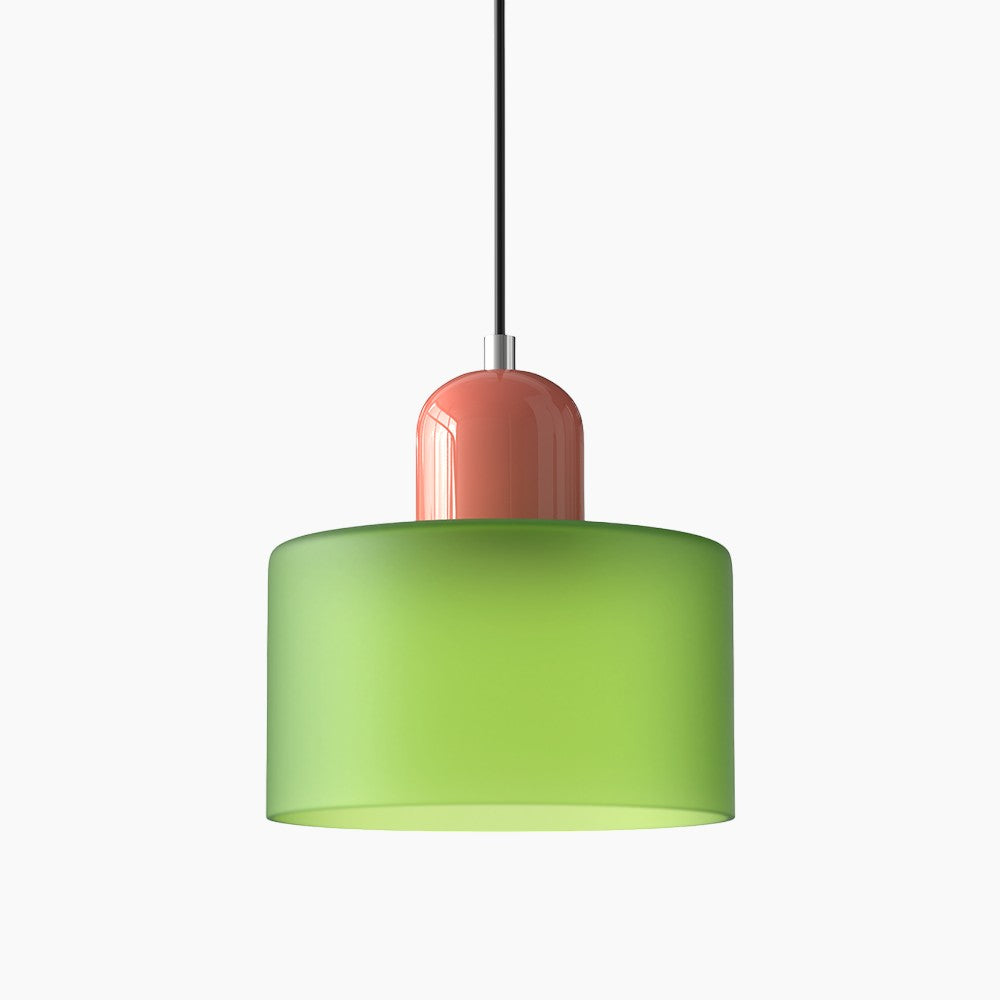 SUENTA Kleine LED Pendelleuchte aus Glas und Metall für Esszimmer – 12W E27 Grün mattiert Rosa