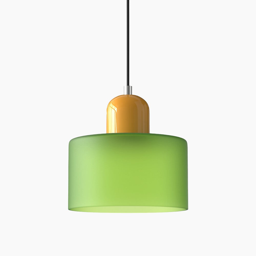 SUENTA Kleine LED Pendelleuchte aus Glas und Metall für Esszimmer – 12W E27 Grün mattiert Gelb