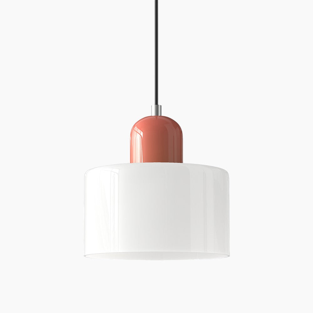 SUENTA Kleine LED Pendelleuchte aus Glas und Metall für Esszimmer – 12W E27 Weiß Rosa