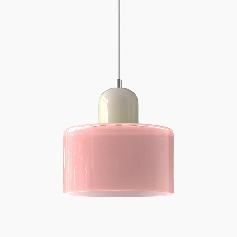 SUENTA Kleine LED Pendelleuchte aus Glas und Metall für Esszimmer – 12W E27 Rosa Beige
