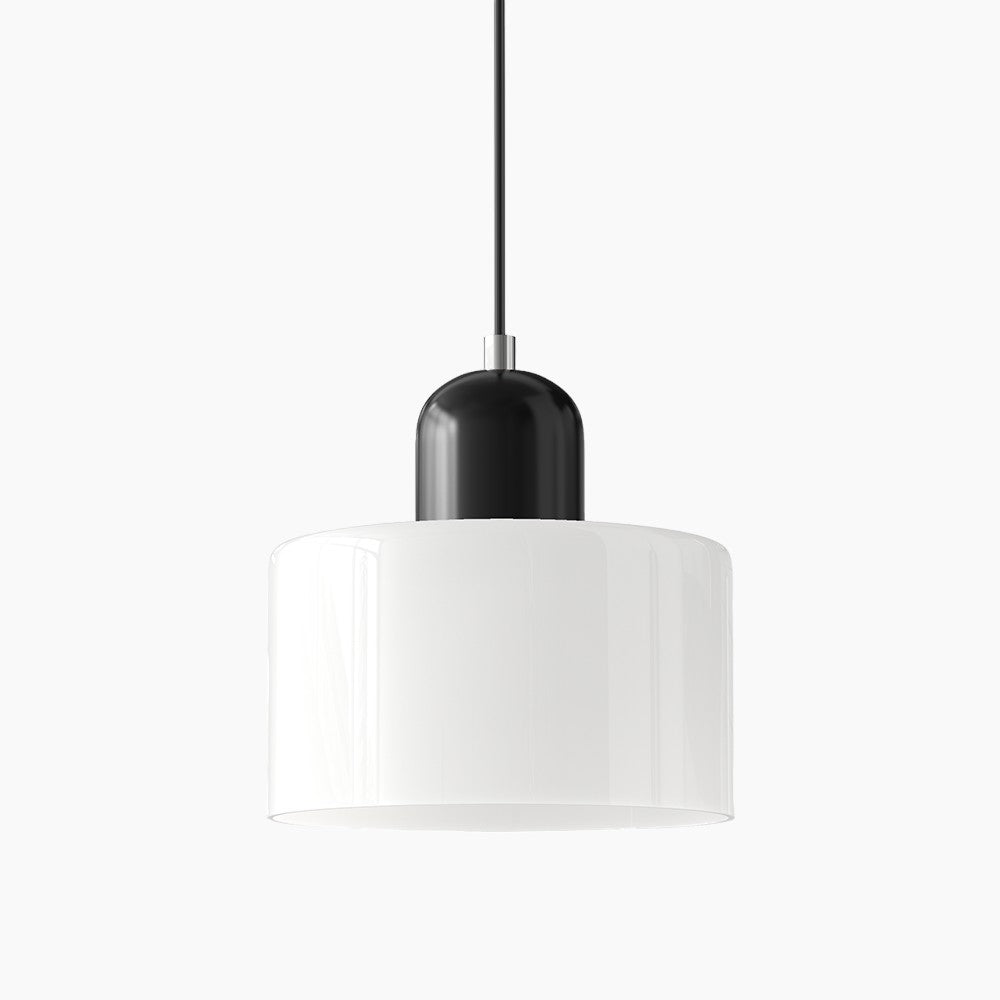 SUENTA Kleine LED Pendelleuchte aus Glas und Metall für Esszimmer – 12W E27 Weiß Schwarz