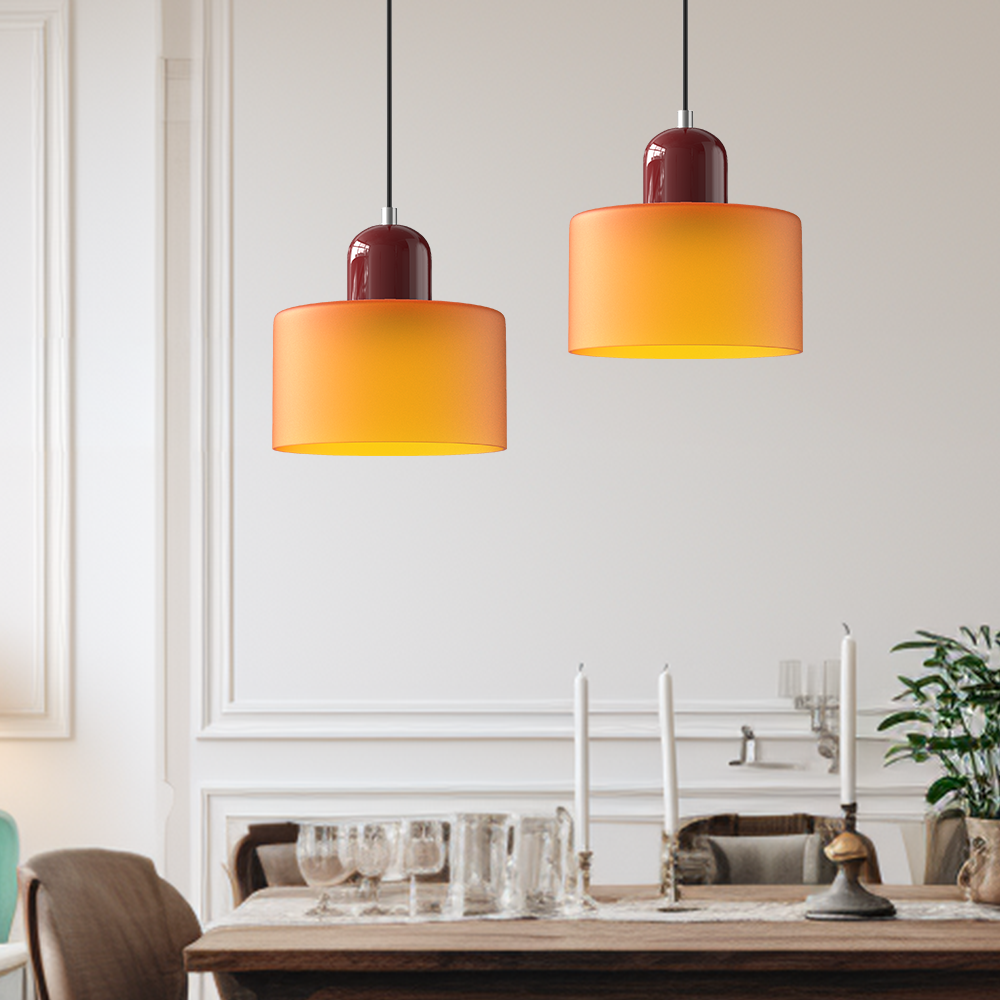 SUENTA Kleine LED Pendelleuchte aus Glas und Metall für Esszimmer – 12W E27