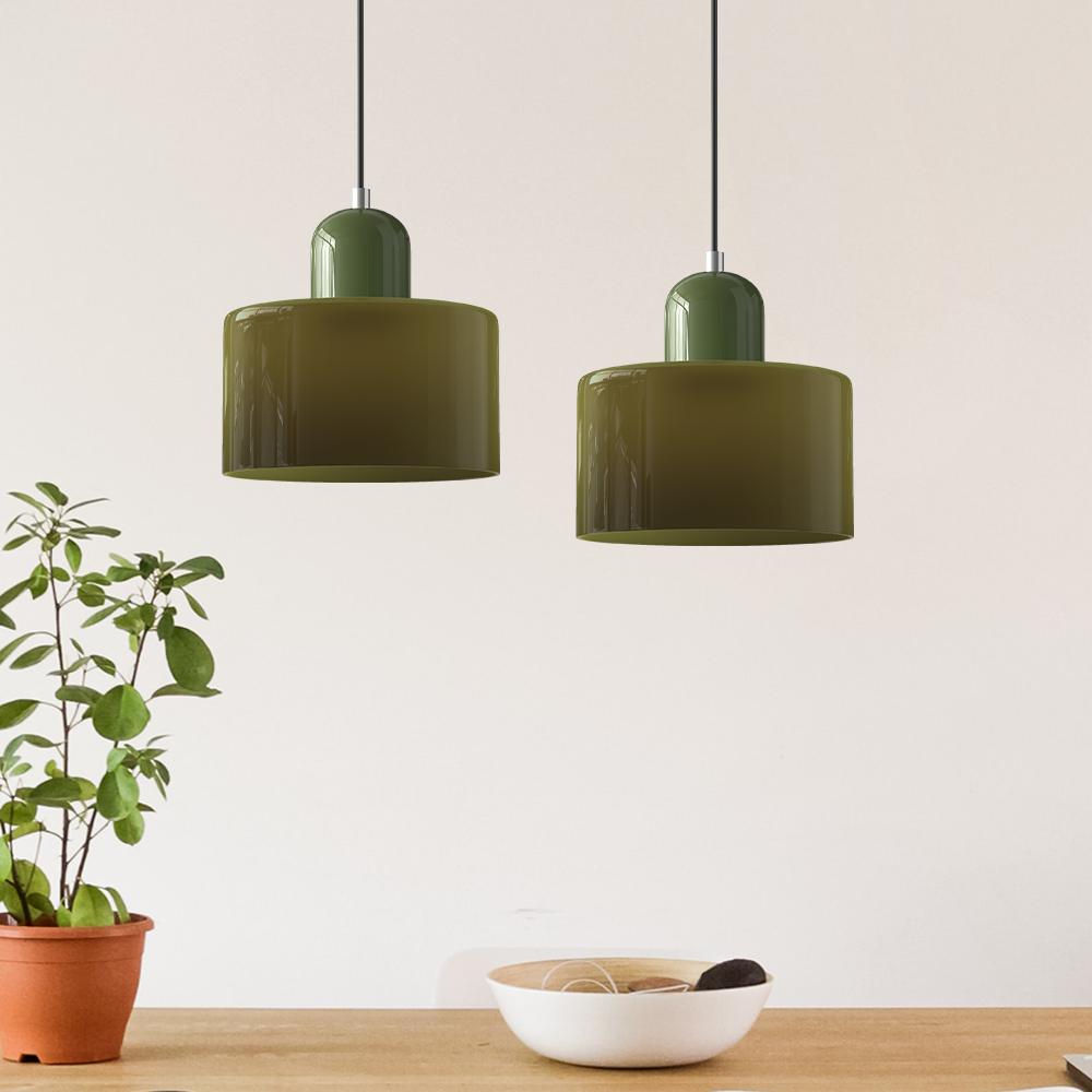 SUENTA Kleine LED Pendelleuchte aus Glas und Metall für Esszimmer – 12W E27