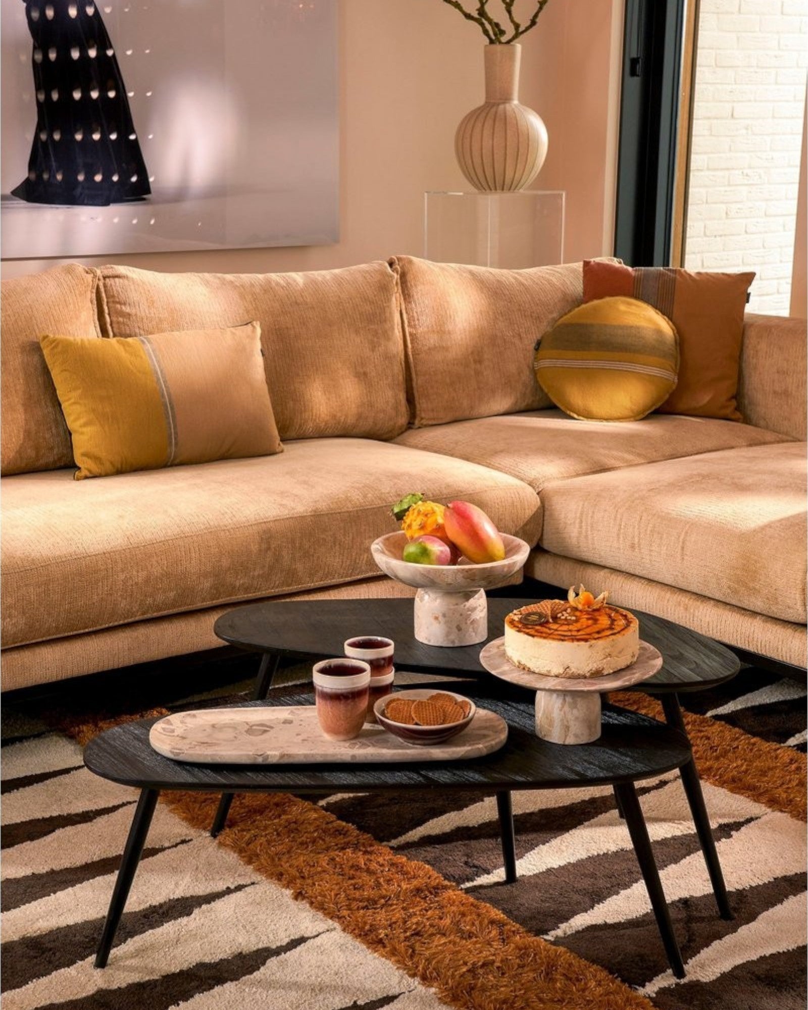 SUENTA Kuchenständer Beige Marmor 25 cm Durchmesser