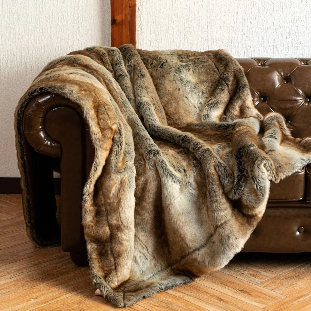 SUENTA Luxuriöse Kuscheldecke aus Nepbont – Weich und Warm, 135x200 cm Braun 135*200cm
