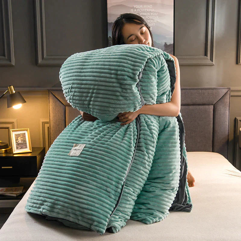 SUENTA Luxuriöser Weicher Fleece Bettbezug Für Tiefen Schlaf Hellblau