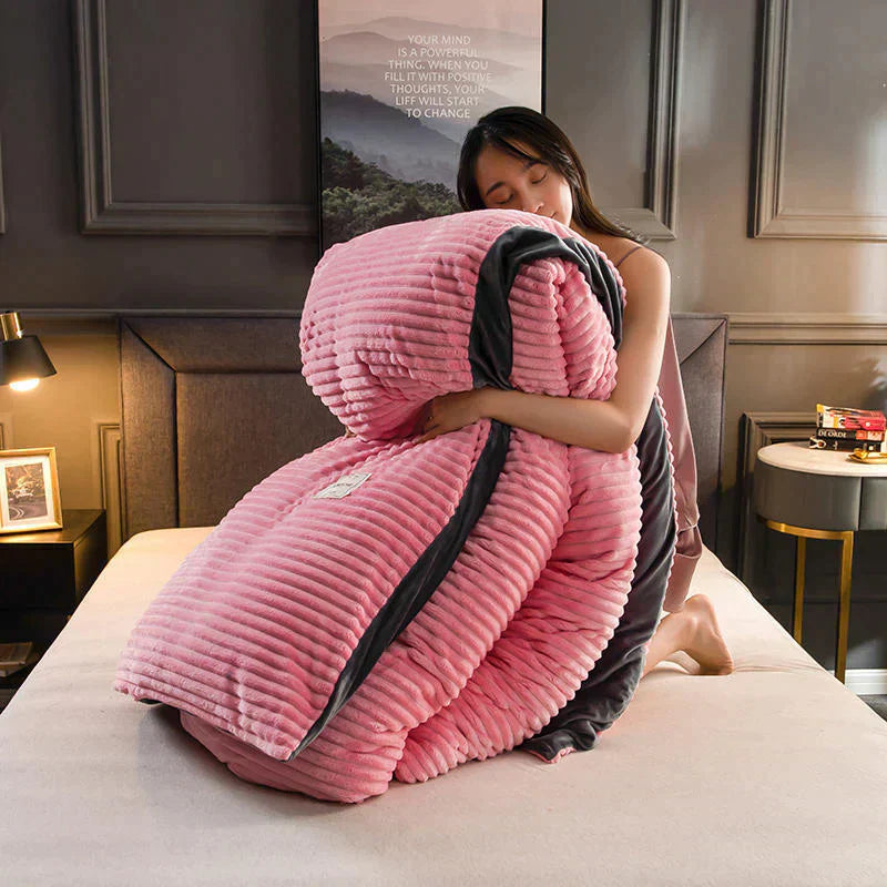 SUENTA Luxuriöser Weicher Fleece Bettbezug Für Tiefen Schlaf Rosa
