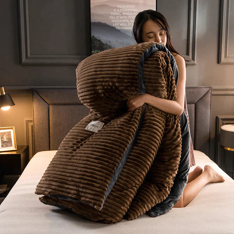 SUENTA Luxuriöser Weicher Fleece Bettbezug Für Tiefen Schlaf Braun