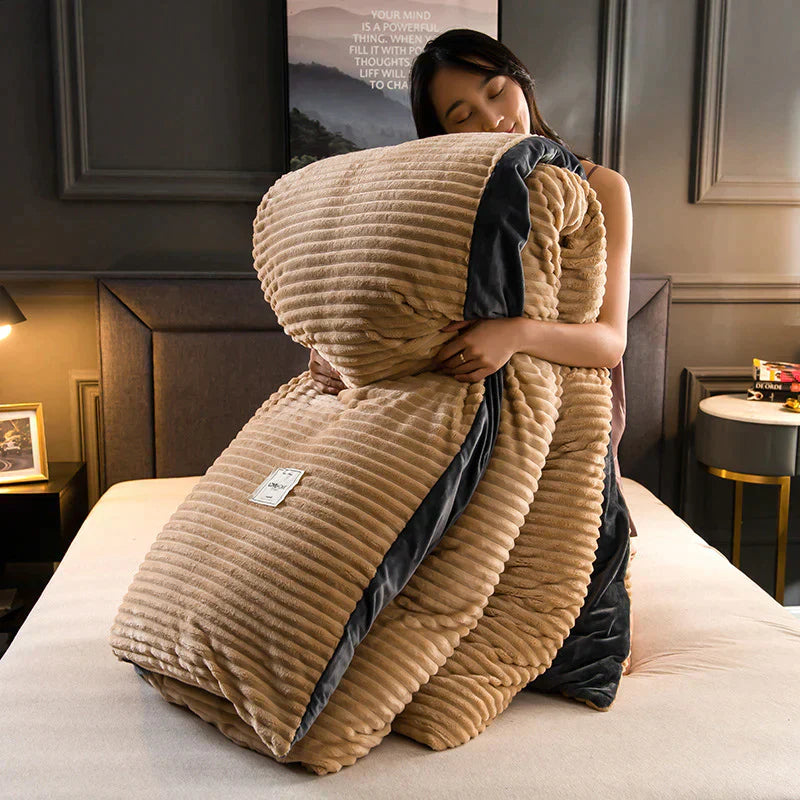 SUENTA Luxuriöser Weicher Fleece Bettbezug Für Tiefen Schlaf Beige