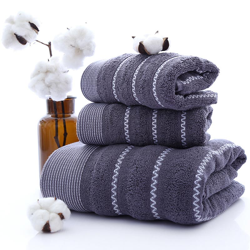 SUENTA Luxuriöses Gestreiftes Badetuchset Für Ihr Spa Zuhause Graublau