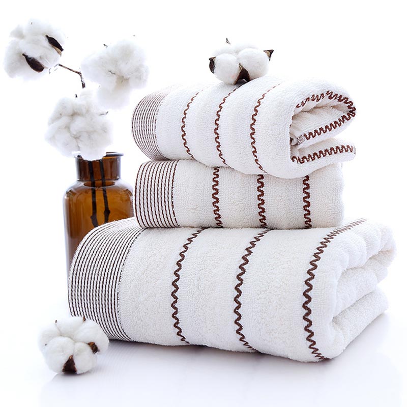 SUENTA Luxuriöses Gestreiftes Badetuchset Für Ihr Spa Zuhause Weiß