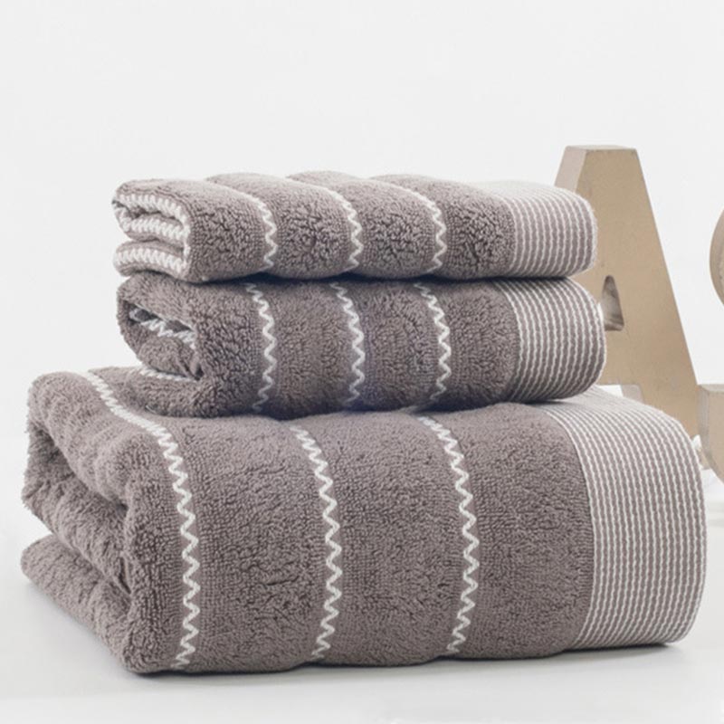 SUENTA Luxuriöses Gestreiftes Badetuchset Für Ihr Spa Zuhause Hellbraun