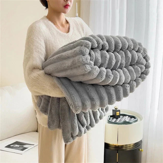 SUENTA Luxus Schmusedecke Wärmende Kuscheldecke Für Zuhause Silbergrau