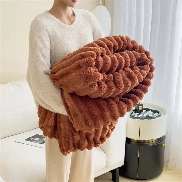 SUENTA Luxus Schmusedecke Wärmende Kuscheldecke Für Zuhause Karamell