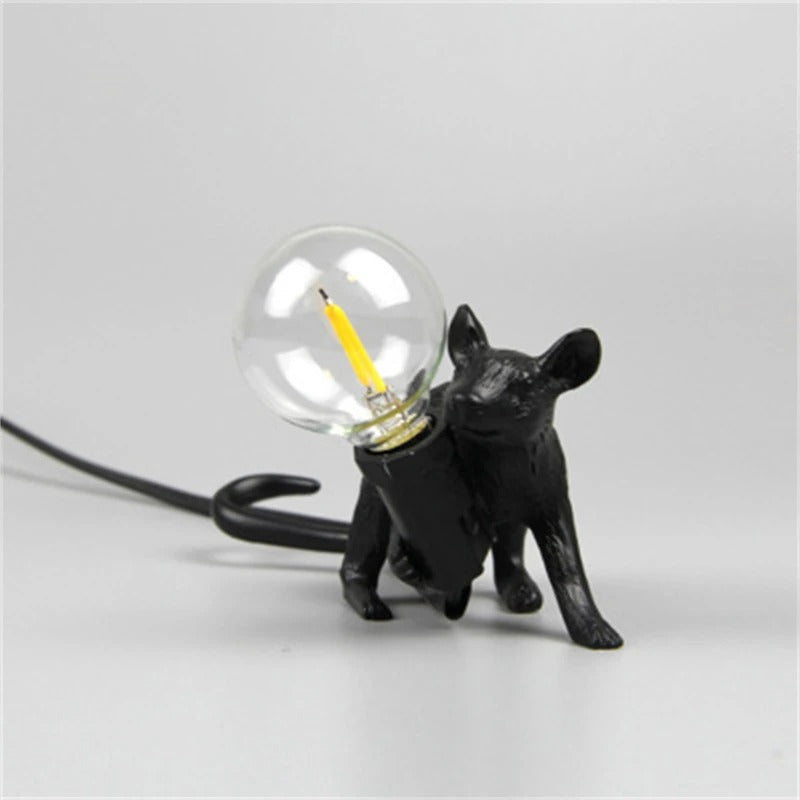 SUENTA Maus Nachttischlampe aus Resin – Verspielt in 3 Farben Schwarz Krabbelnd H8.1cm