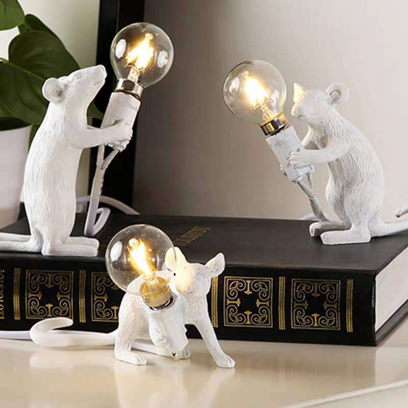 SUENTA Maus Nachttischlampe aus Resin – Verspielt in 3 Farben